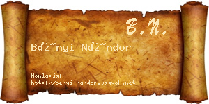 Bényi Nándor névjegykártya