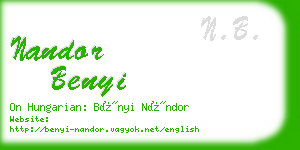 nandor benyi business card